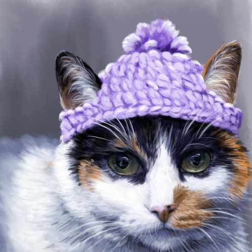 Realism painting of a cat in a duffel bag
